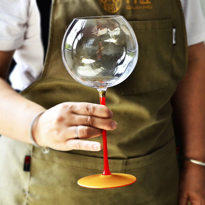 Glasscias' Burgundy Glass with lantern-inspired aesthetics
