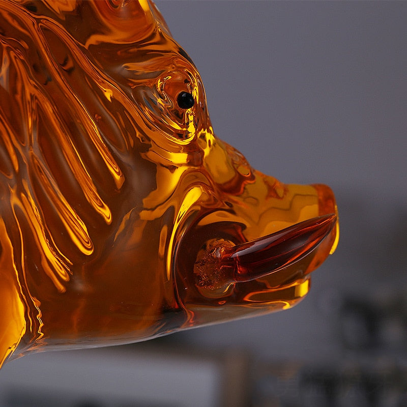 Unique wild boar decanter for the untamed spirit.