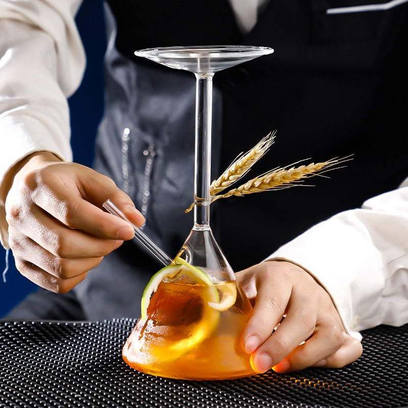 upside down creative cocktail glasses