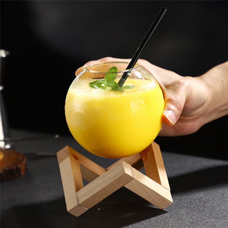full moon round cocktail glass by glasscias