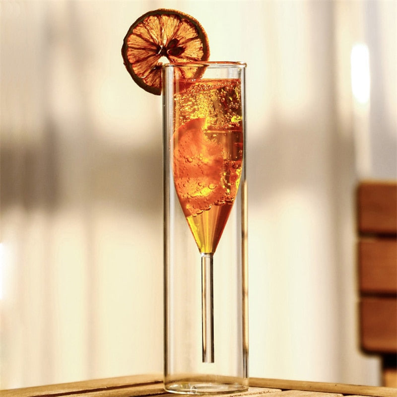 Contemporary design double wall wine glass