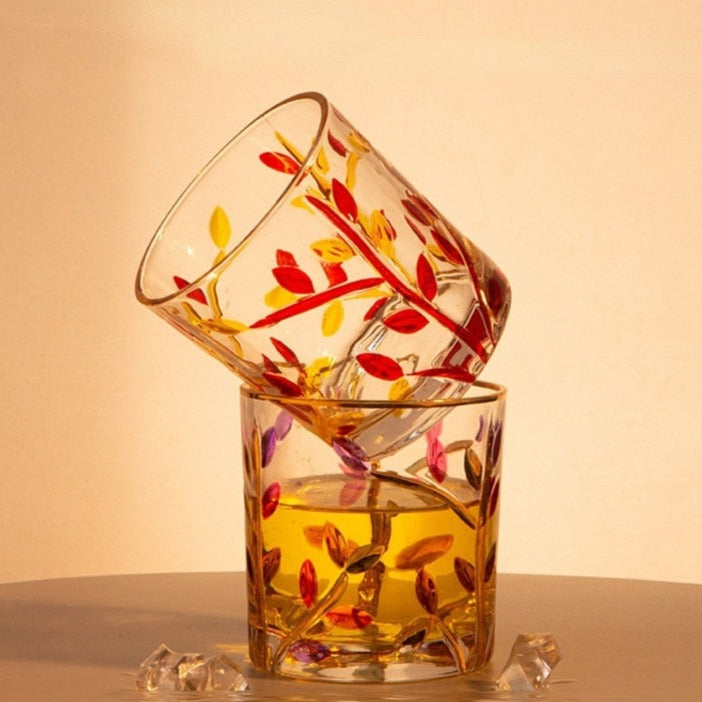 heavy bottom whiskey glasses on top of each other