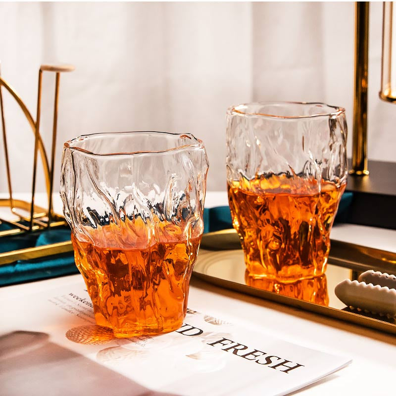 Japanese irregular tree trunk crumple glasses