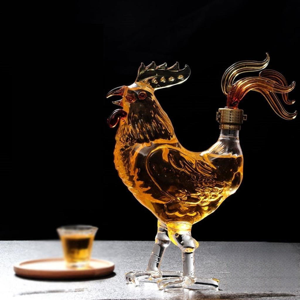 Cock-a-Doodle-Doo rooster decanter, symbolizing confidence and good luck