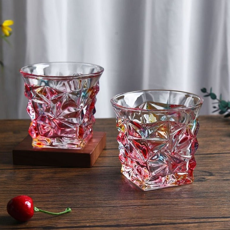 murano pink colored decanter glass for cognac