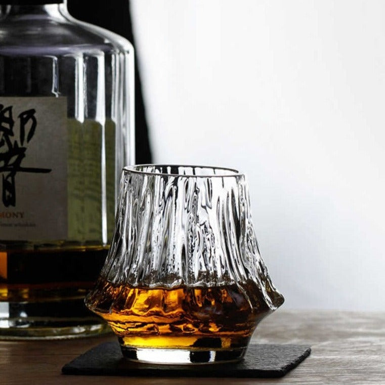 Japanese glassware with volcano pattern design