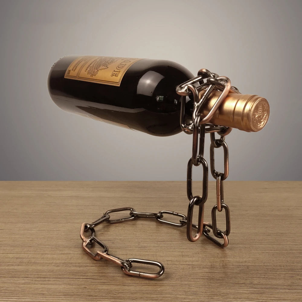 Floating Iron Chain Wine Bottle Holder
