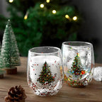 Double Wall Christmas Glass Mug