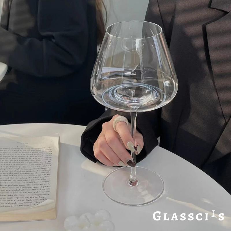 elegant wine glasses holding by a lady