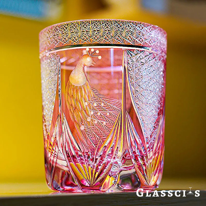 Peacock Edo Kiriko Whiskey Glass