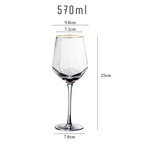 Gold Rim Hammered Diamond Wine Glasses
