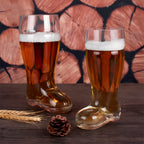 Creative beer drinking experience with beer boot