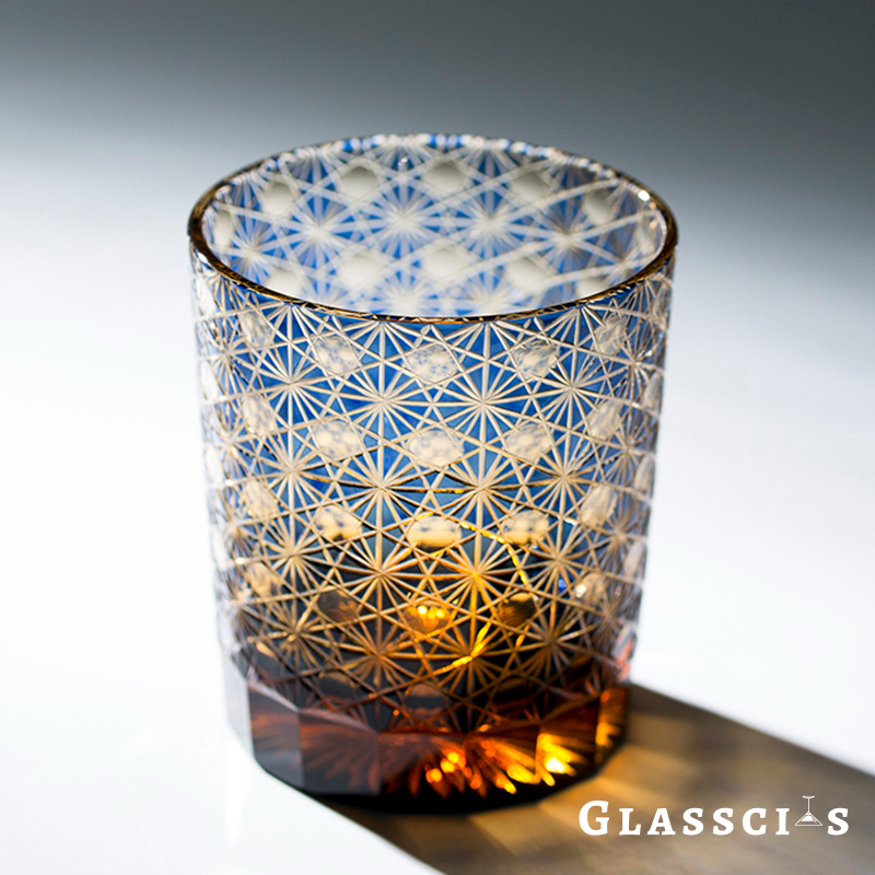 japanese whiskey glass in blue color