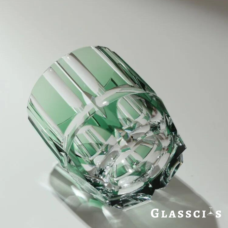 Green Bamboo Edo Kiriko Whiskey Glass