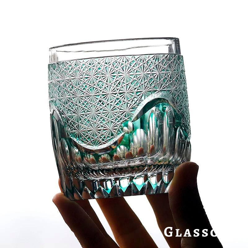 Seaform Green Edo Kiriko Whiskey Glass