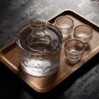 Unique textured sake pot and frosted cups