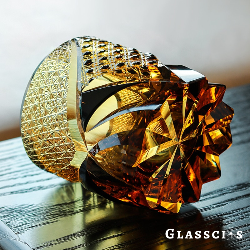 japanese whiskey glass in gold color