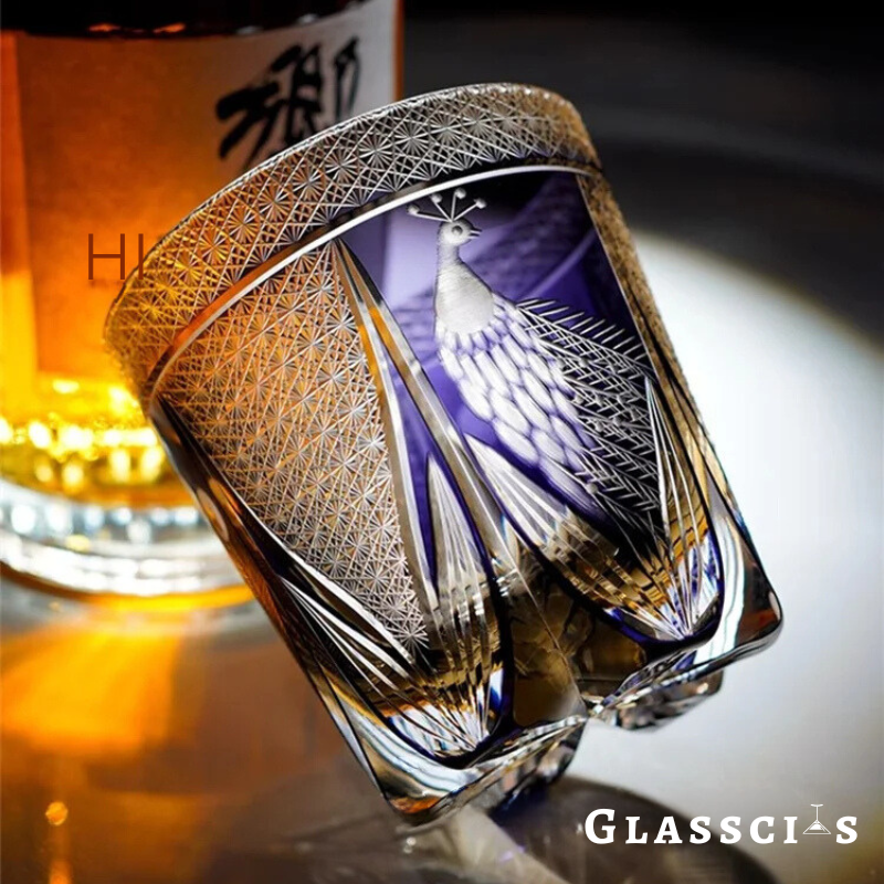 Peacock Edo Kiriko Whiskey Glass