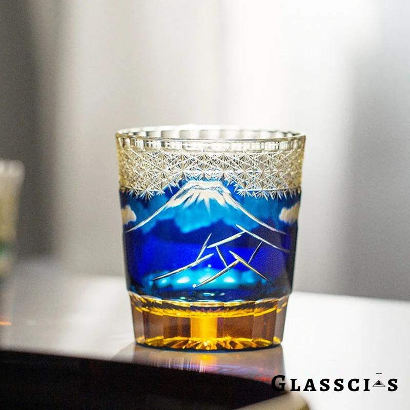 Mount Fuji Edo Kiriko Whiskey Glass