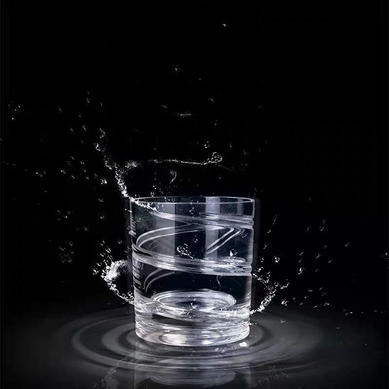 Elegantly crafted whiskey glass with spiral pattern