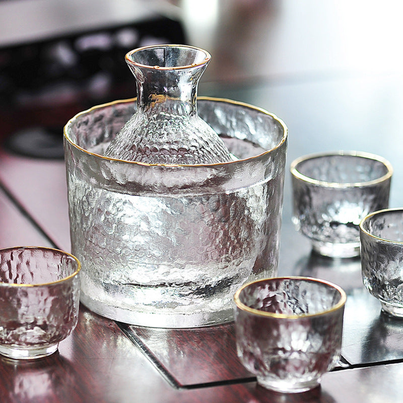 Artisanal textured sake drink set for collectors