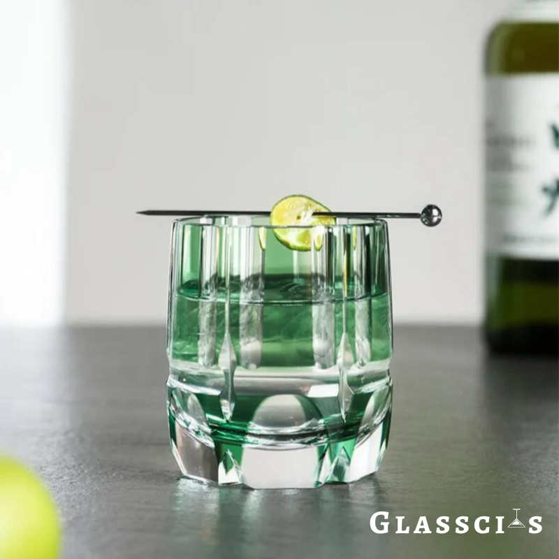 Green Bamboo Edo Kiriko Whiskey Glass