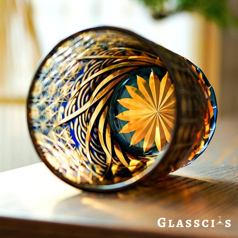 Waves and Starry Sky Edo Kiriko Whiskey Glass