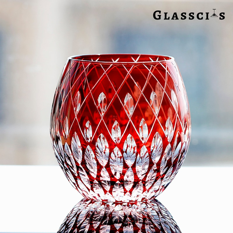 Japanese cut glass in red color