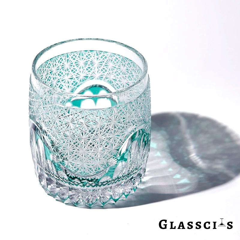 Seaform Green Edo Kiriko Whiskey Glass