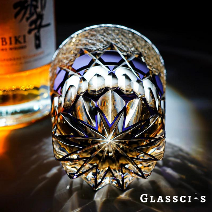 Edo Kiriko Violet Fluorite Glass Glasscias