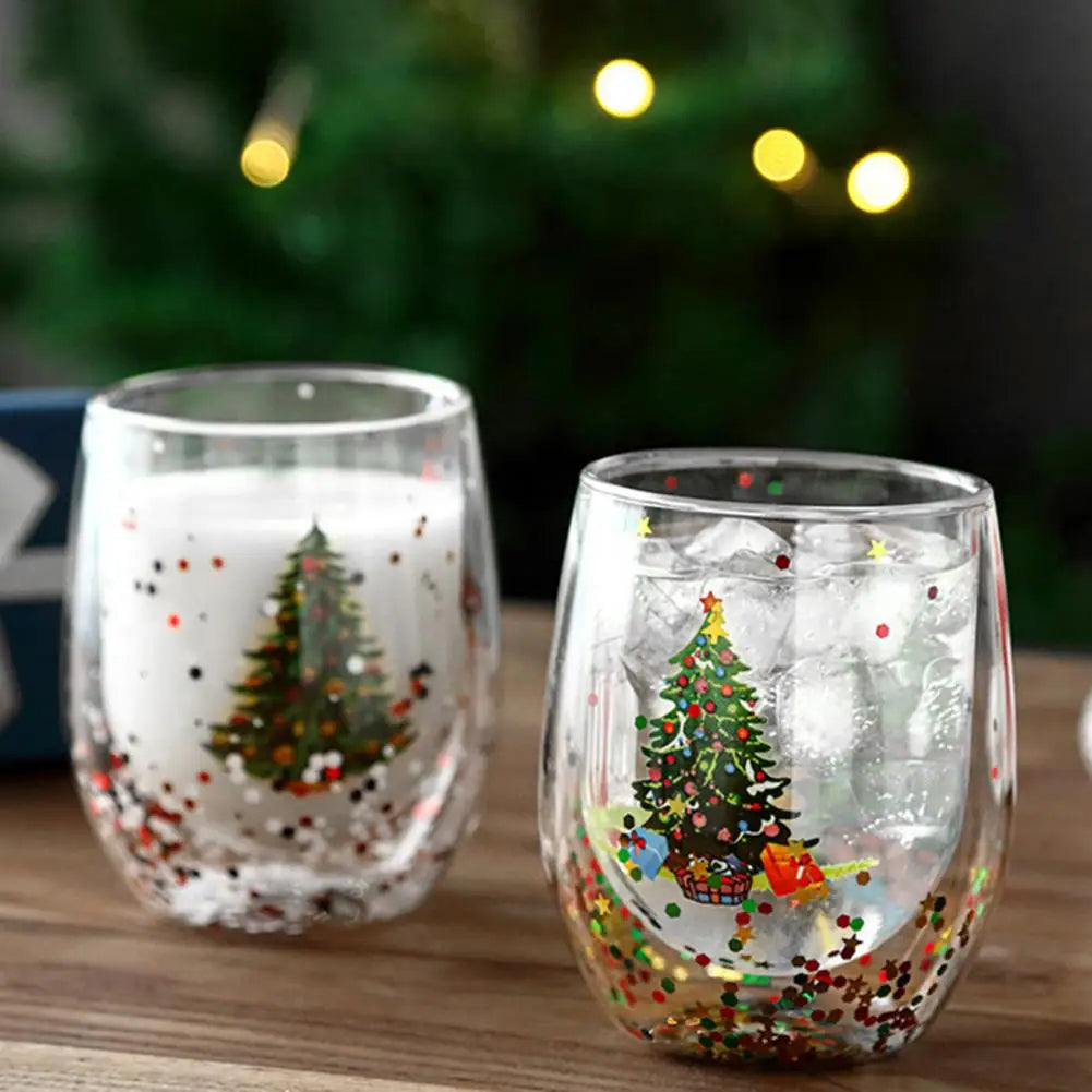 Double Wall Christmas Glass Mug