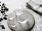 Sleek glass sake set with gold accents