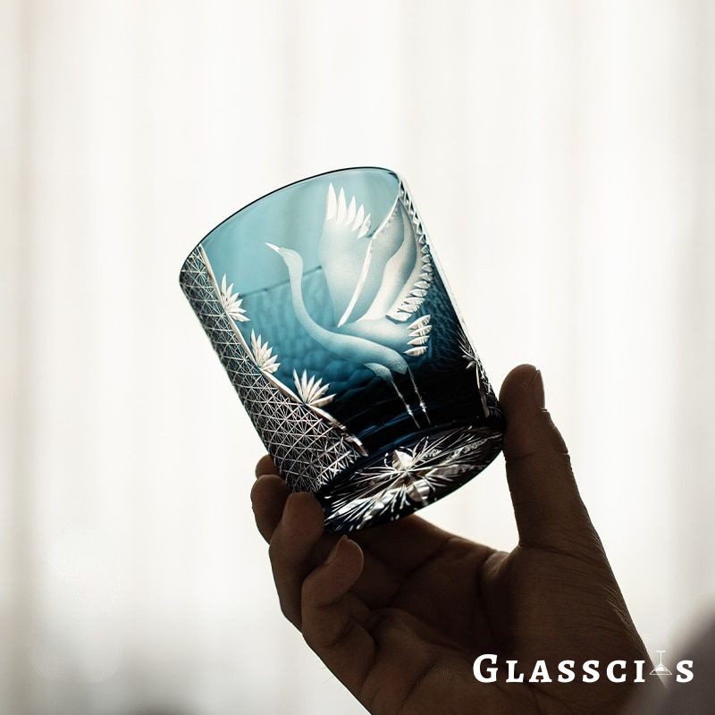 japanese pine crane edo glass