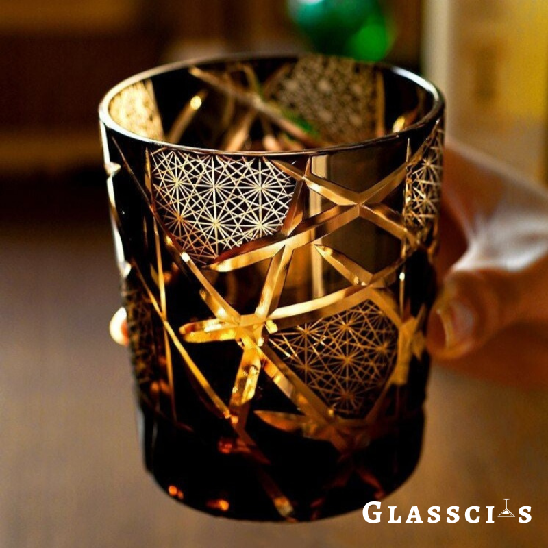 High-class triangle-shaped Edo Kiriko Whiskey Glass