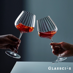 ribbed wine glass clincking