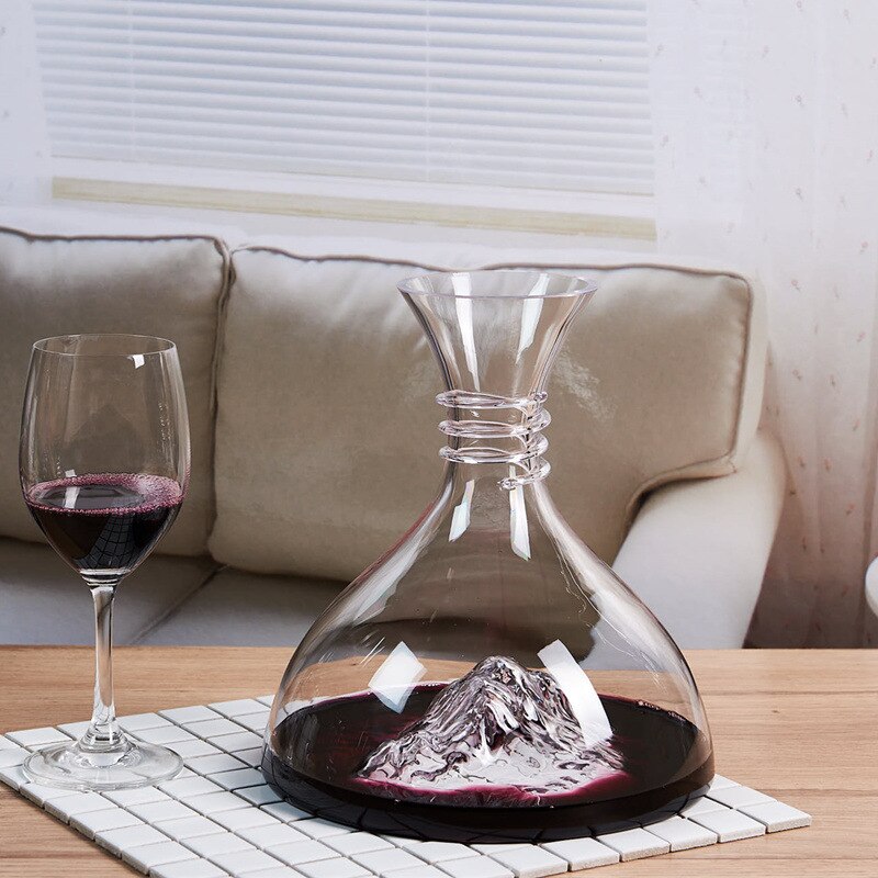 modern wine decanter with ice berg design by glasscias