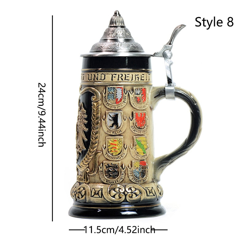 german heritage beer stein mug