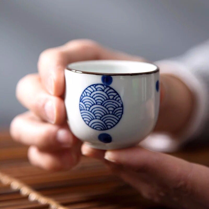 Authentic sake cup with cultural patterns