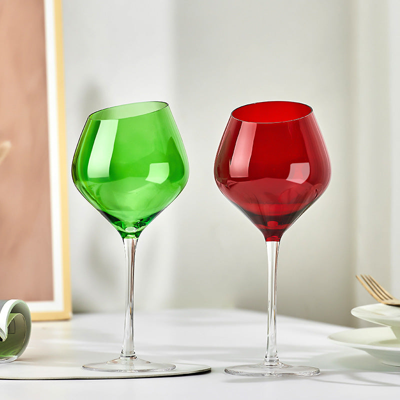 Red Green Crystal Burgundy Wine Glass