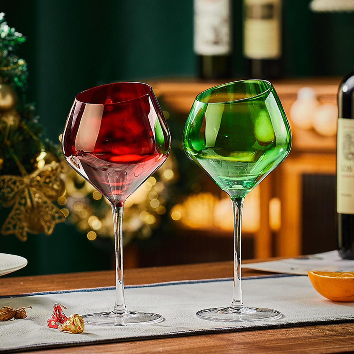 Festive burgundy wine glass collection