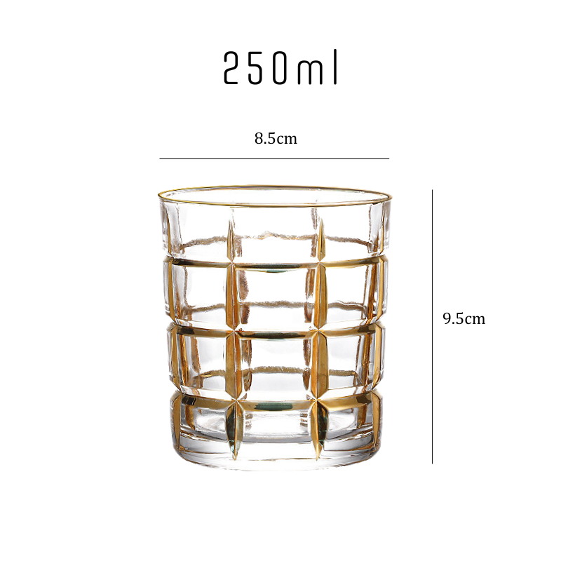 Gold Rim Grid Whiskey Glass