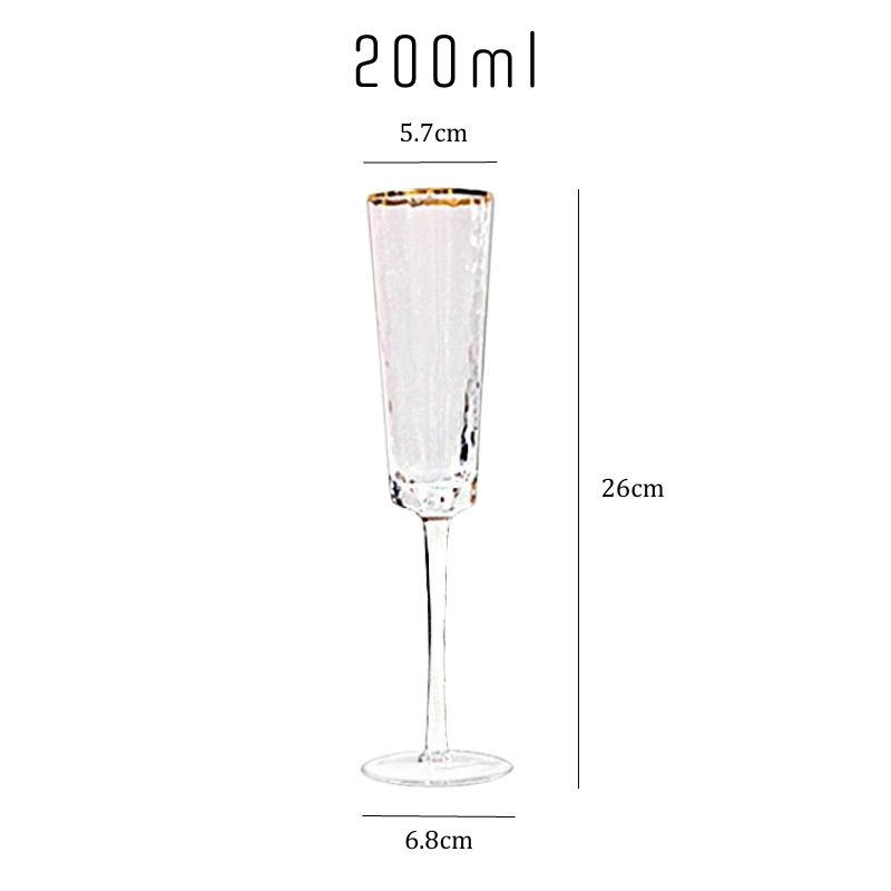Gold Rim Hammered Champagne Glass