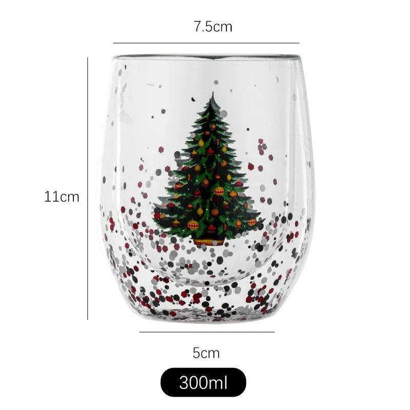 Double Wall Christmas Glass Mug