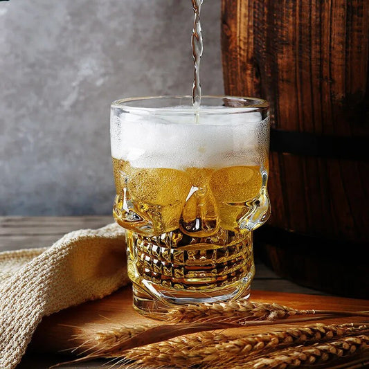 Spooky skull beer glass mug for parties
