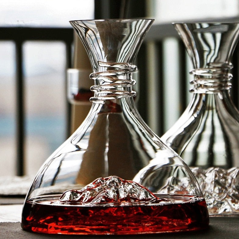 crystal wine decanter with iceberg design by glasscias