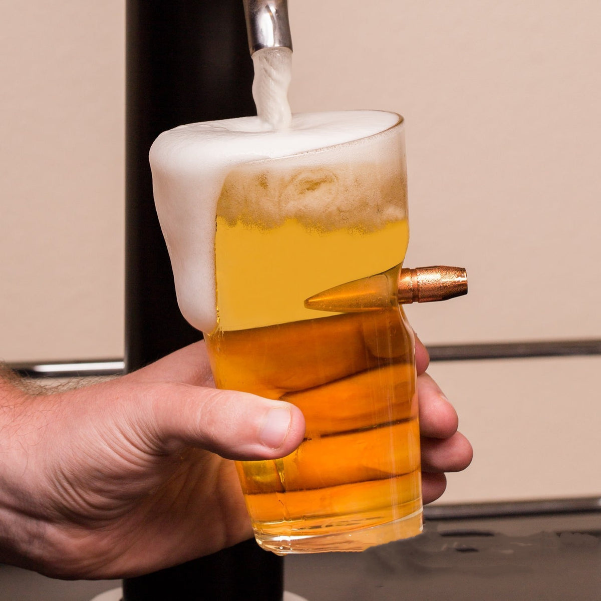 Unique bullet-embedded glassware gift