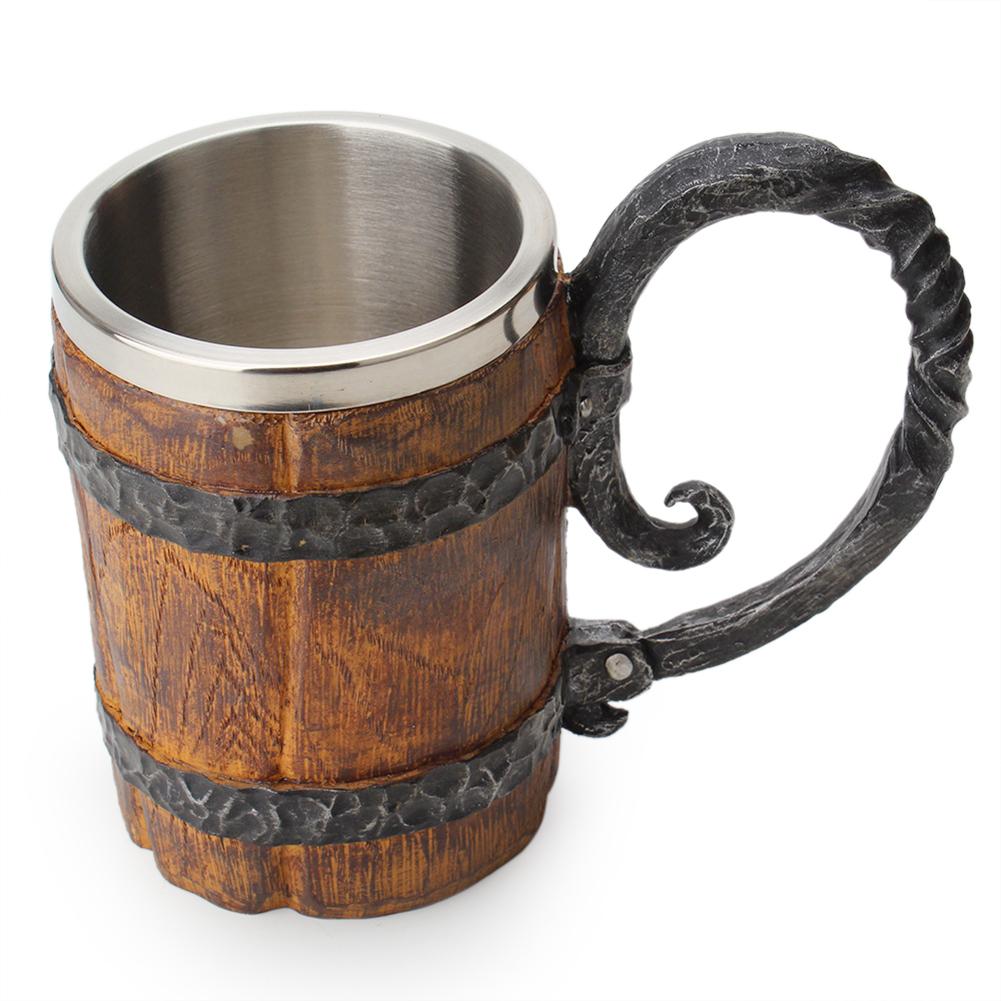 Refined wooden and steel ale stein