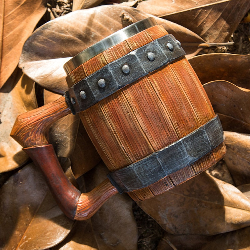 Viking era inspired wooden beer mug