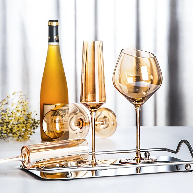 Understated elegance in amber crystal wine glassware