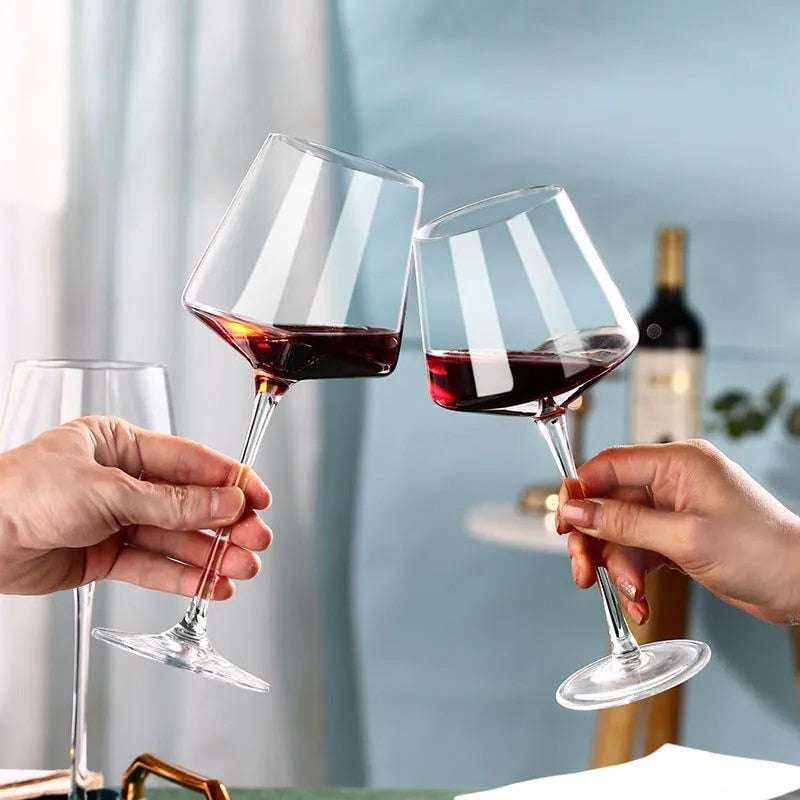 Ultra thin angular red wine glasses